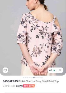 Pink Floral One Strap Top New Bust 30/32 Xs
