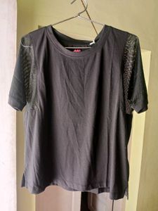 Black Athletic Fit Tee For Women
