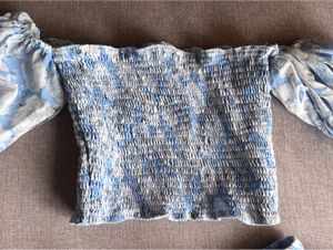 Blue skirt top set