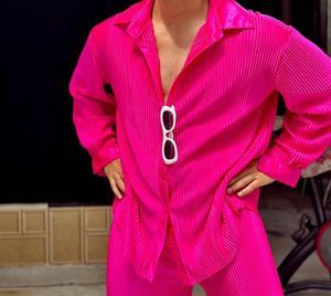 Hot Pink Pleated Set