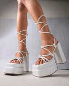 White Tie Up / Tied Platform Heels 🤍