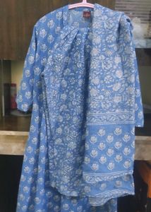 Elegant Blue 3 piece kurta set with dupatta 2.3m