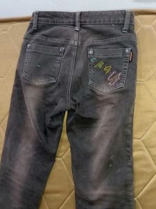 Distressed Black Wash Flare Jeans