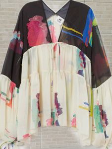 Brand H&M, L Size, V-neck, Chiffon Wide- Cut Top