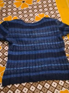 Blue Striped Knit Top