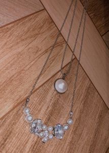 Pearl &amp; Zircon Stone StuddedDouble-layered Pendant