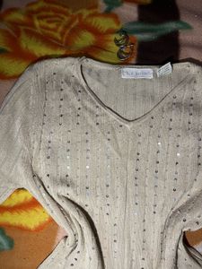 Sparkly Knit V-Neck Top