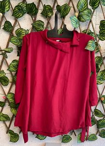 Red Asymmetrical Tunic Top