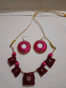 Handmade Pink &amp; Burgundy Jewelry Set
