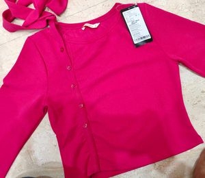Pink Button-Up Long Sleeve Top