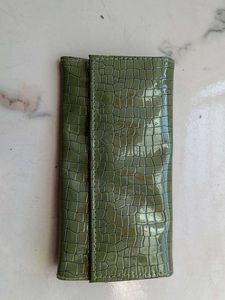Green Crocodile Clutch