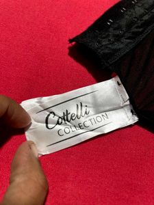 Black &amp; Red Lace Corset Bustier with Garter Straps