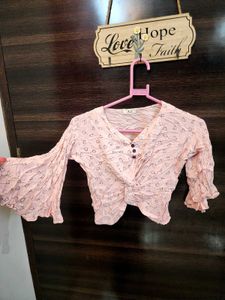 Cute Pink Heart Crop Top