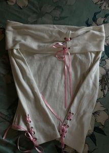 Off-Shoulder Lace-Up Top