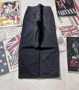 Wide Leg Black Denim Jeans