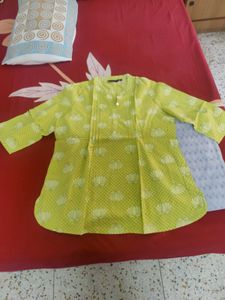 Lime Green Lotus Print Tunic Top