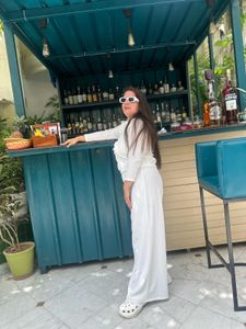 White Wide Leg Pant Set