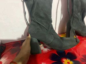 Charcoal Grey Heeled Boots