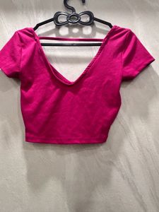 Hot Pink Ribbed Crop Top