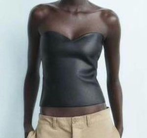 Zara Black Faux Leather Top