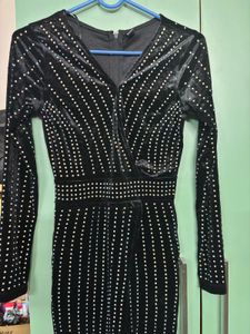 Velvet Black Rhinestone Dress