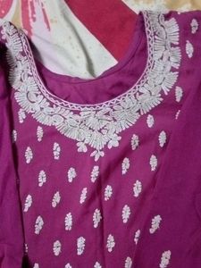 ElegantPurple Embroidered salwar kurti garam suit