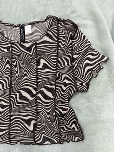 Zebra Print Mesh Crop Top