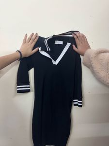 Stylish Black K-drama style midi bodycon