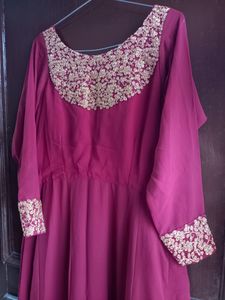 heavy design maroon suit (gown) with dupatta
