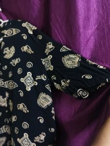 Black Patterned Tunic Top