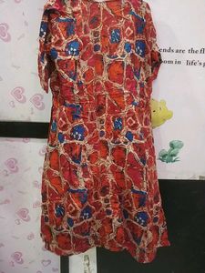 Red Printed shrug Dress