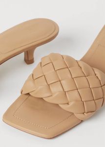Beige Braided Kitten Heels