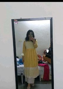 Yellow Embroidered Kurti