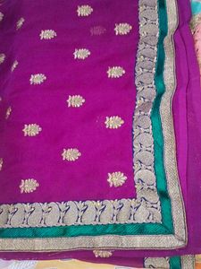 Elegant Purple Embroidered Saree