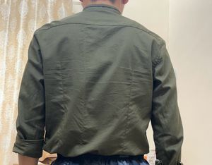 BLACKBERRY Causal Olive Green Shirt Mens