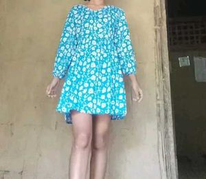 Blue Floral Print Dress