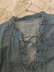 Women Denim Top (size Large)