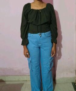 Women Olive Colour Crop Top .