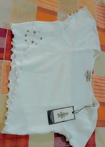White Ribbed Roadster Crop Top