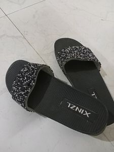 Sparkly Black XINIX Slides