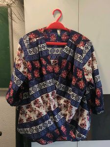 Floral & Geometric Print Blouse