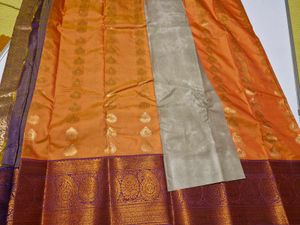 Elegant Orange Silk Saree