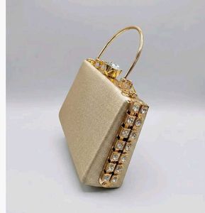 Luxury Golden Floral Pearl Clutch