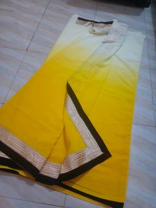 Simple Yellow Saree No Blouse