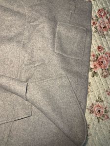 Gray Wool Blend Pencil Skirt