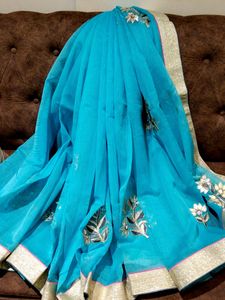 Supernet Blue Saree
