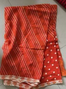 Orange Striped Saree