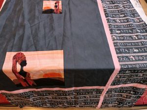 Elegant black printed Kurta Set with off shoulder