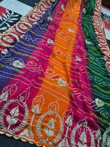 Beautiful multicolour gota patti saree