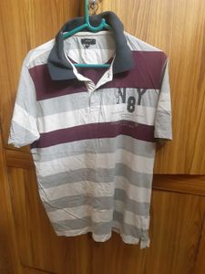 5 Collar Men T Shirt And Jean Blue